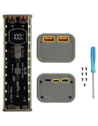 Soporte de Batería Doble 21700 RETLAJTISINT Cargador Tipo-C