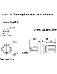 Conector de Poste de Batería LC LICTOP 8mm Rojo y Negro - 2 Piezas 2