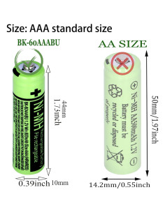 4 Baterías Recargables AAA Ni-MH 1.2V 600mAh BK para Teléfono 2