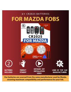 Batería de Llave Remota CR2025 para Mazda 2004-2020 - 2 Pzs 2