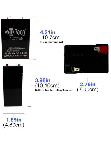 Batería de Emergencia Raion Power RG0645T1 6V 4.5Ah Pack de 2