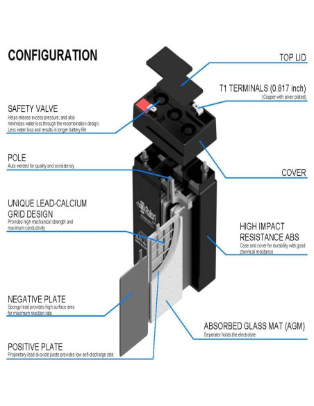 Batería de Emergencia Raion Power RG0645T1 6V 4.5Ah Pack de 2