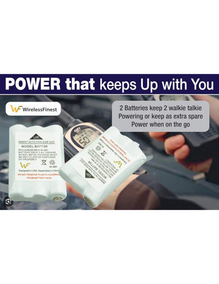 Baterías Recargables 2X WirelessFinest BATT3R 1000mAh para Walkie Talkies