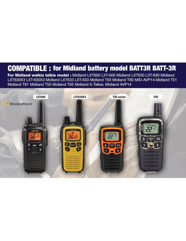 Baterías Recargables 2X WirelessFinest BATT3R 1000mAh para Walkie Talkies