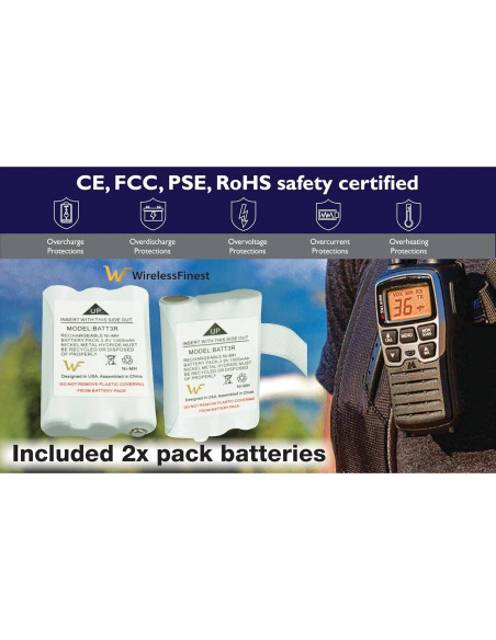 Baterías Recargables 2X WirelessFinest BATT3R 1000mAh para Walkie Talkies