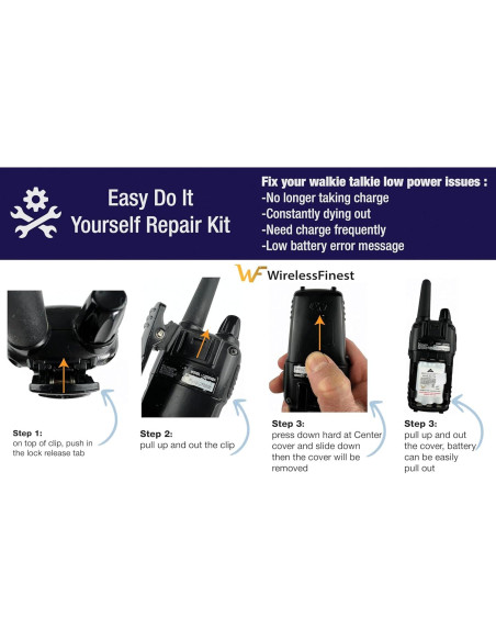 Baterías Recargables 2X WirelessFinest BATT3R 1000mAh para Walkie Talkies