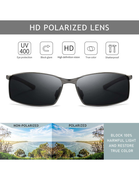 Gafas de Sol Polarizadas para Hombres Marco Metálico Gris