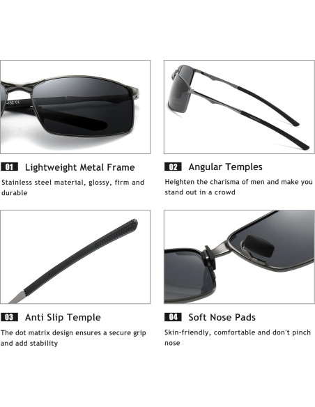 Gafas de Sol Polarizadas para Hombres Marco Metálico Gris