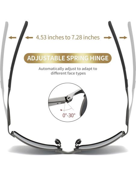 Gafas de Sol Polarizadas para Hombres Marco Metálico Gris