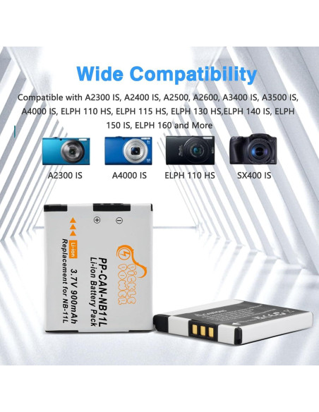 Batería y Cargador Pickle Power NB-11L para Canon 900mAh