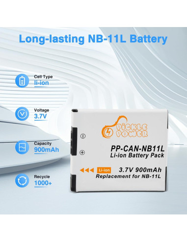 Batería y Cargador Pickle Power NB-11L para Canon 900mAh