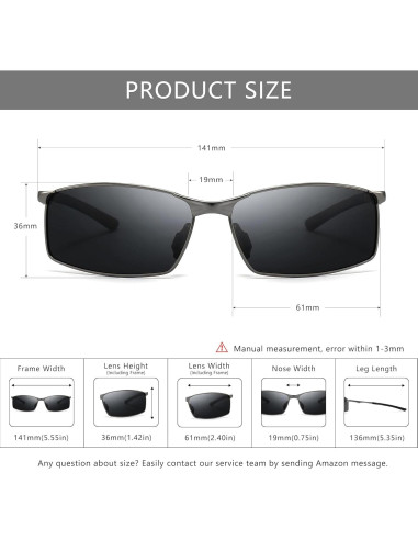 Gafas de Sol Polarizadas para Hombres Marco Metálico Gris