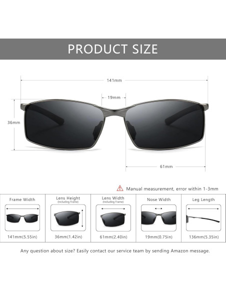 Gafas de Sol Polarizadas para Hombres Marco Metálico Gris