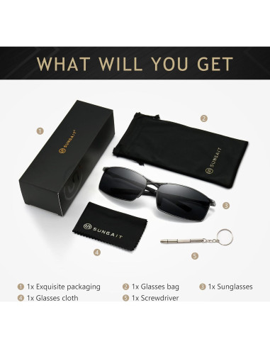 Gafas de Sol Polarizadas para Hombres Marco Metálico Gris