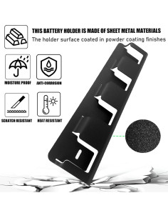 Soporte de Pared para Baterías YAMTO 4 Slots 6.0Ah Dewalt Milwaukee 2