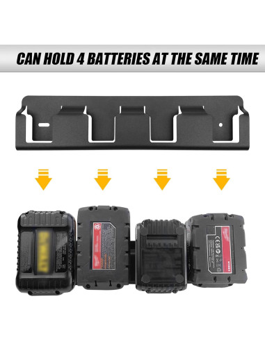 Soporte de Pared para Baterías YAMTO 4 Slots 6.0Ah Dewalt Milwaukee