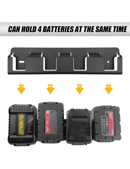 Soporte de Pared para Baterías YAMTO 4 Slots 6.0Ah Dewalt Milwaukee