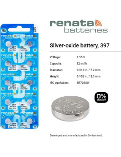 Baterías de Óxido de Plata Renata 397 SR726SW - 1.55V (2 Unidades) 2