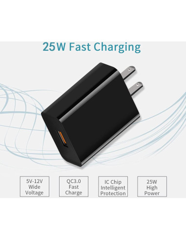 Cargador de pared QC3.0 20W USB C para Motorola G Power y más