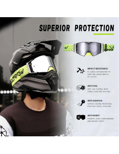 Gafas de Motocross VOZAPOW Anti-Niebla Lente REVO Plateado 2