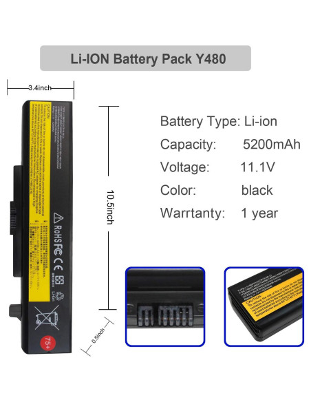 Batería de Laptop Li-ion 5200mAh Gomarty para Lenovo