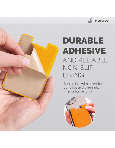 Billetera Adhesiva de Cuero Wallaroo para Teléfonos - Soporte de 3 Tarjetas