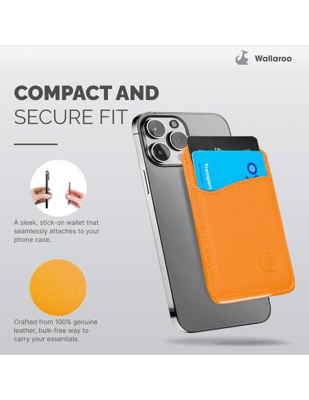 Billetera Adhesiva de Cuero Wallaroo para Teléfonos - Soporte de 3 Tarjetas