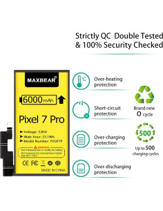 Batería de Reemplazo MAXBEAR 6000mAh para Google Pixel 7 Pro 2