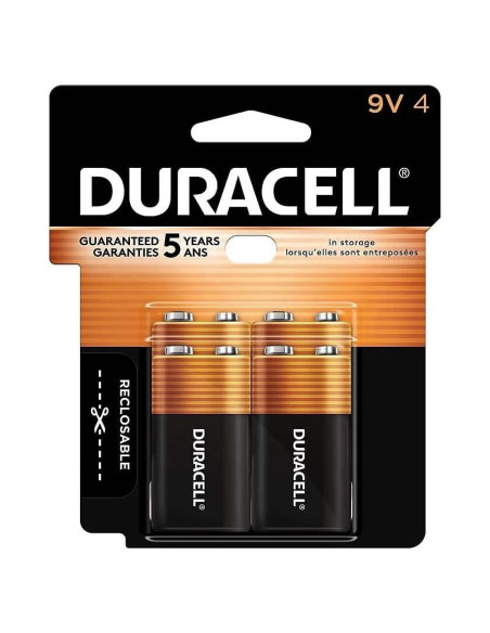 Baterías Alcalinas Duracell 9V CopperTop - 4 Unidades