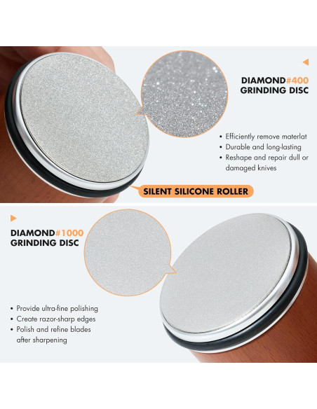Afilador de cuchillos LAKINAMI con soporte magnético y discos de diamante