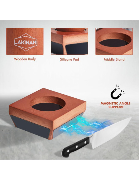 Afilador de cuchillos LAKINAMI con soporte magnético y discos de diamante