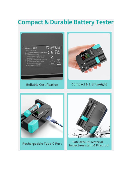Probador de Baterías Digital Dlypow DB1 con Pantalla LCD