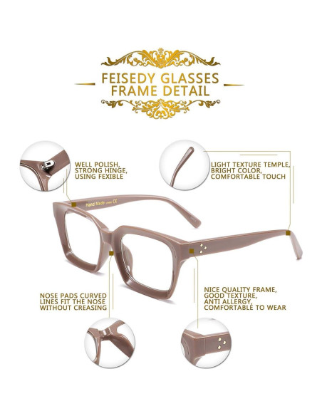 Montura de Gafas Cuadrada Gruesa FEISEDY B2461 para Mujeres