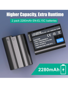 Paquete de 2 Baterías EN-EL15C y Cargador JYJZPB para Nikon 2