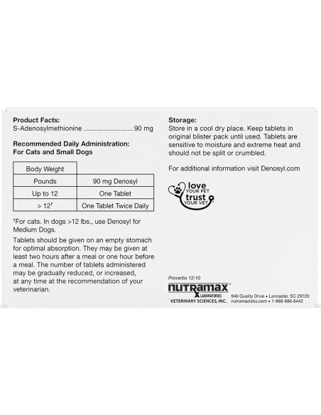 Suplemento Hepático y Cerebral Nutramax Denosyl 30 Tabletas