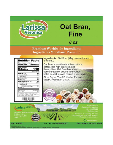 Salvado de Avena Fino Larissa Veronica 227 g Natural Alto en Fibra