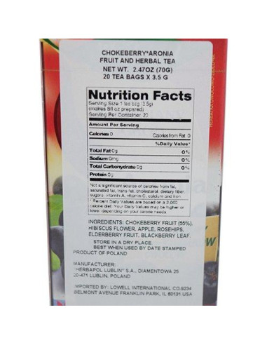Té de Fruta Aronia Chokeberry Herbapol - 20 Bolsitas