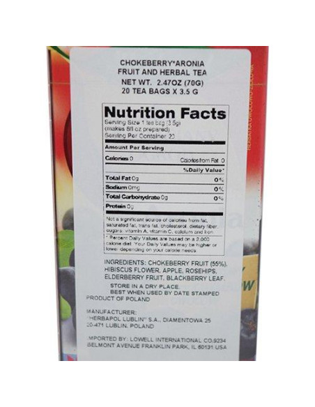 Té de Fruta Aronia Chokeberry Herbapol - 20 Bolsitas