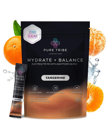 Paquete de Polvo de Electrolitos Pure Tribe - Sabor Mandarina - 30 Porciones