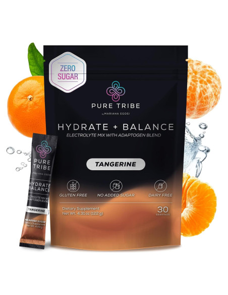 Paquete de Polvo de Electrolitos Pure Tribe - Sabor Mandarina - 30 Porciones