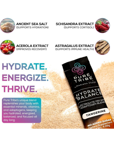Paquete de Polvo de Electrolitos Pure Tribe - Sabor Mandarina - 30 Porciones
