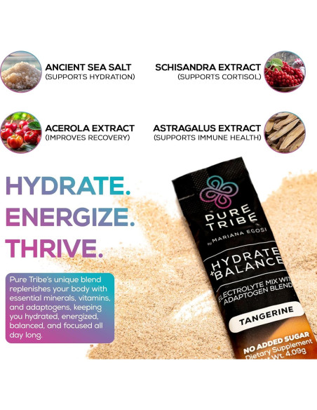 Paquete de Polvo de Electrolitos Pure Tribe - Sabor Mandarina - 30 Porciones