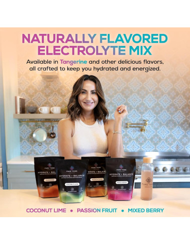 Paquete de Polvo de Electrolitos Pure Tribe - Sabor Mandarina - 30 Porciones