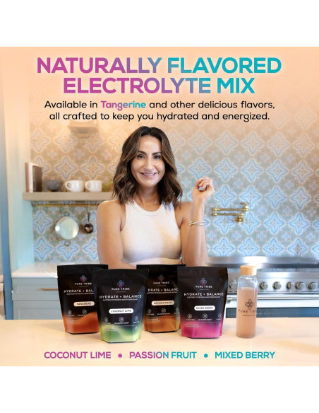 Paquete de Polvo de Electrolitos Pure Tribe - Sabor Mandarina - 30 Porciones