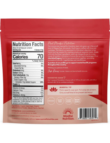 Mezcla de Chocolate Caliente Orgánico Mindful Nutrition 340g