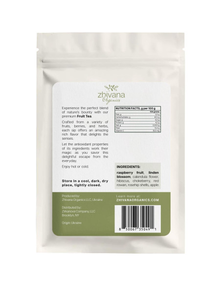 Té de Hierbas Frutal Zhivana 113.4g - Lima y Frambuesa Sin Cafeína