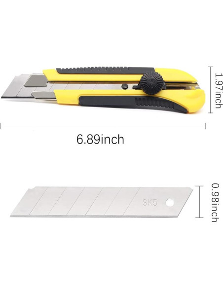 Cuchillo Utility T TOVIA 25MM con 20 Hojas SK5 Reemplazables