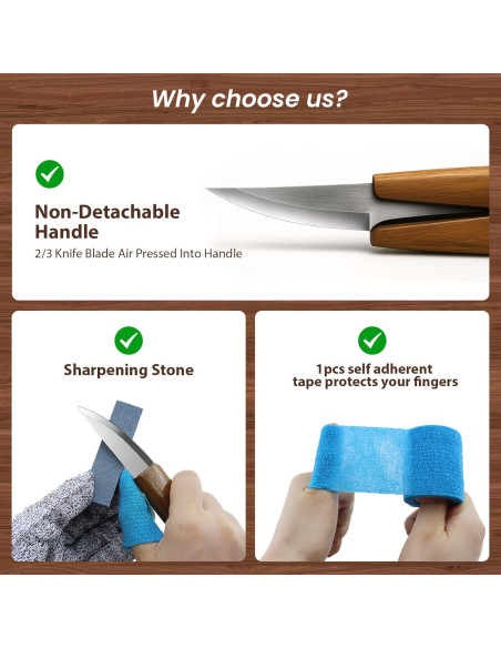 Cuchillo de Tallado en Madera TEKCHIC LWT-01 con Funda