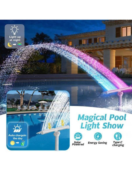 Fuente de piscina solar Pallyou con luces LED 10 colores