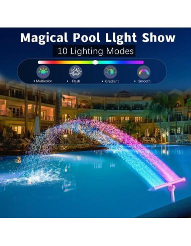 Fuente de piscina solar Pallyou con luces LED 10 colores